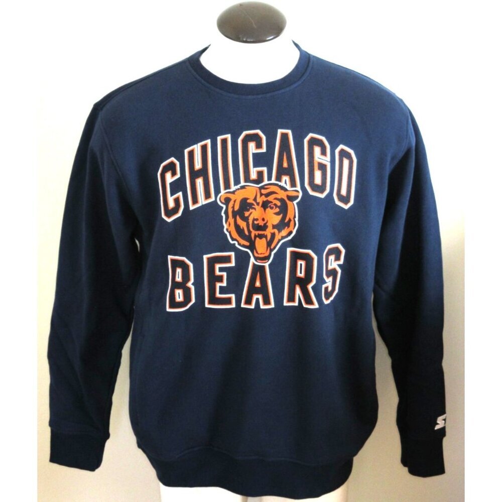 NFL Chicago Bears Starter Men's Crewneck Graphic Sweatshirt Blue Orange NEW